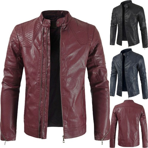 short collar leather jacket